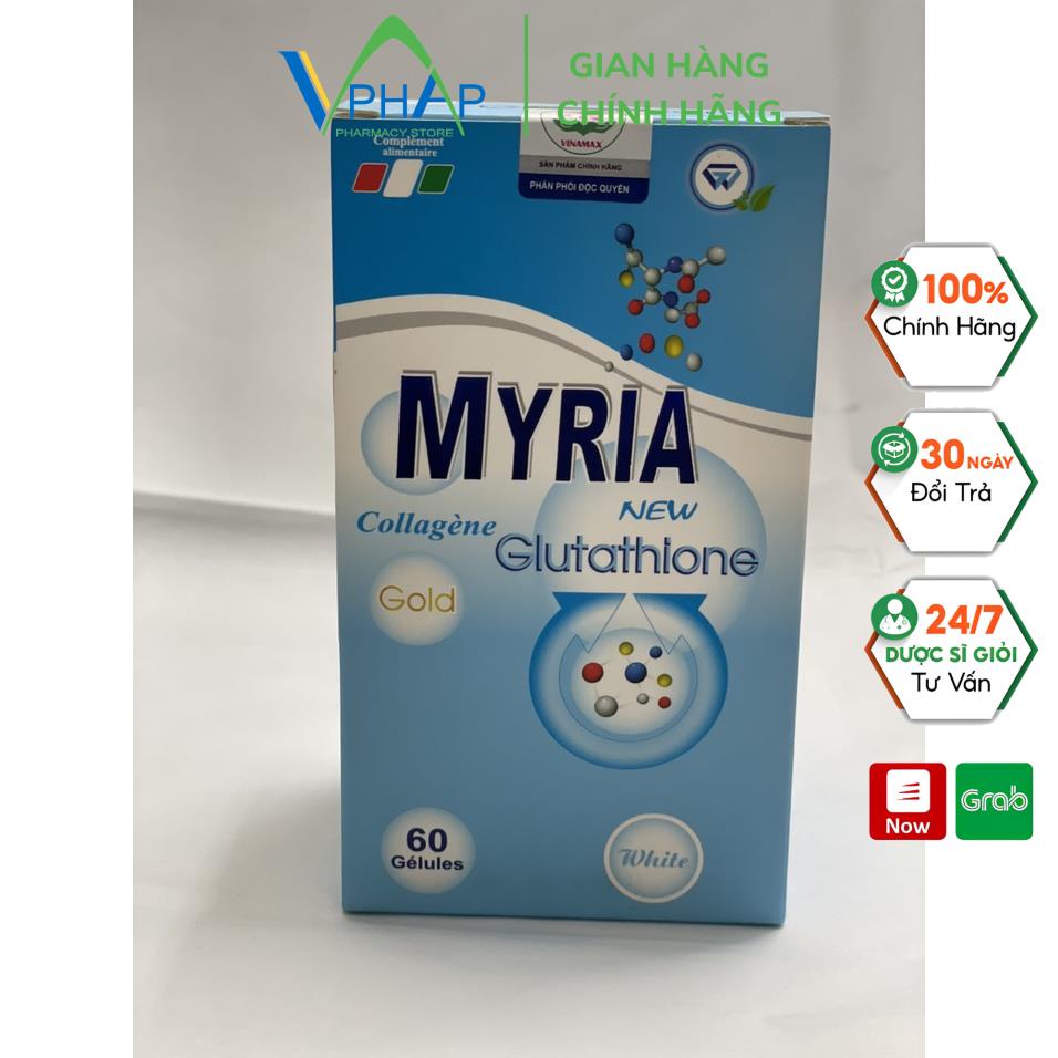 Viên Uống Trắng Da MYRIA - Viên Uống Glutathione 1000mg, Collagen, Vitamin C Nhập Khẩu Pháp (Lọ 60v)