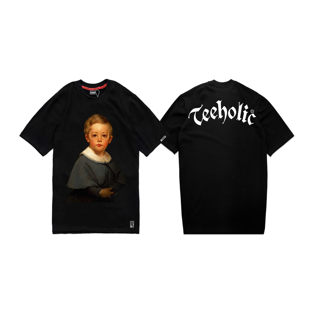 Áo thun unisex nam nữ form rộng baby face TeeHolic màu đen in hình em bé