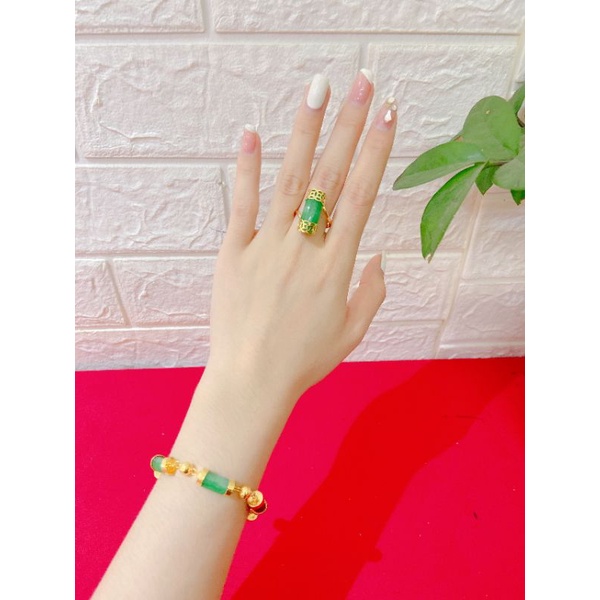Nhẫn ngọc thạch vàng 6k