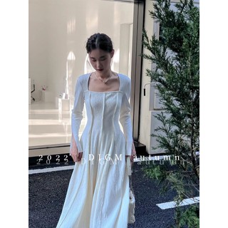 Đầm Midi Tay Dài Cổ Vuông Phong Cách Cổ Điển Thời Trang Mùa Thu Xinh Xắn Cho Nữ