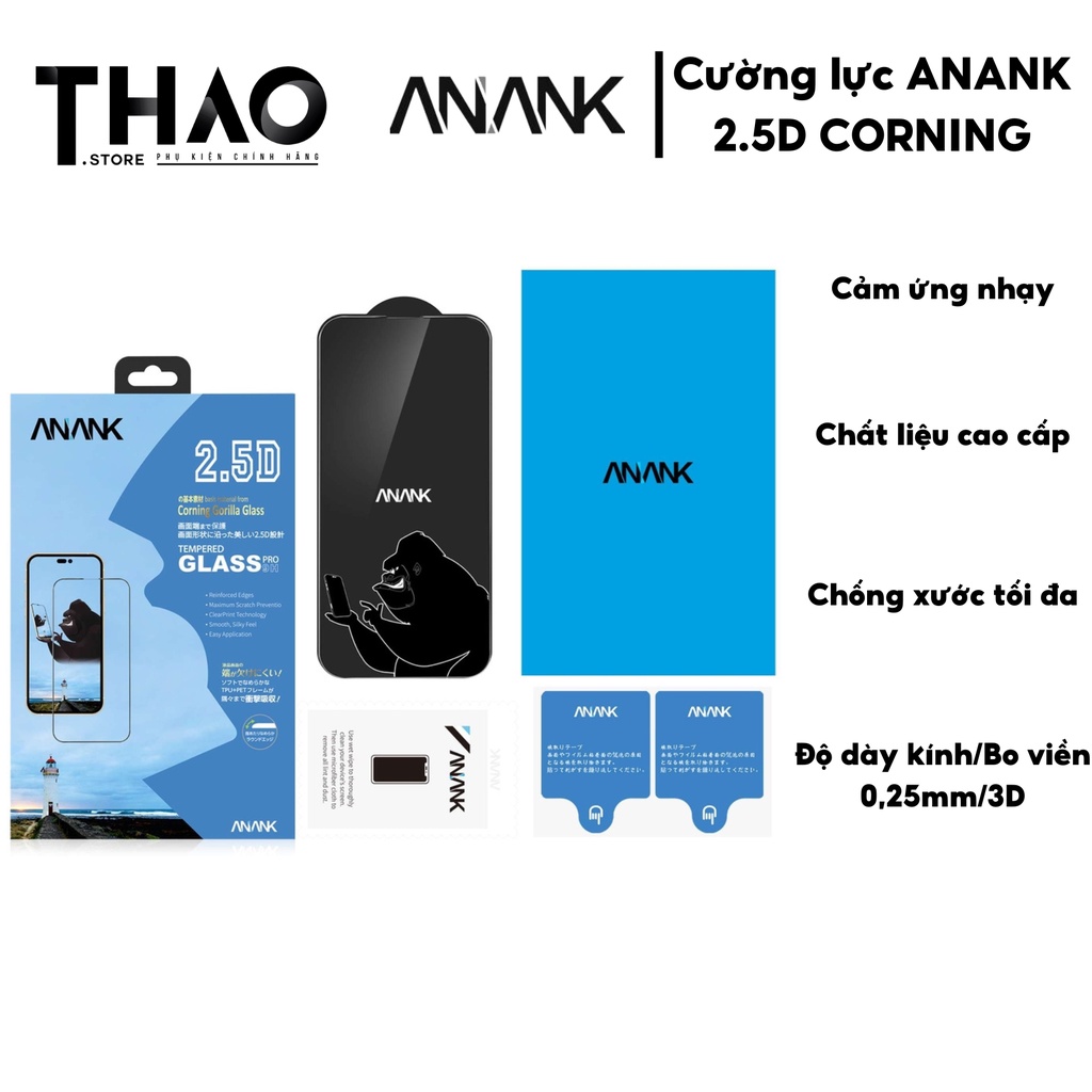 Cường lực Anank 2.5D Corning - 13promax/14promax