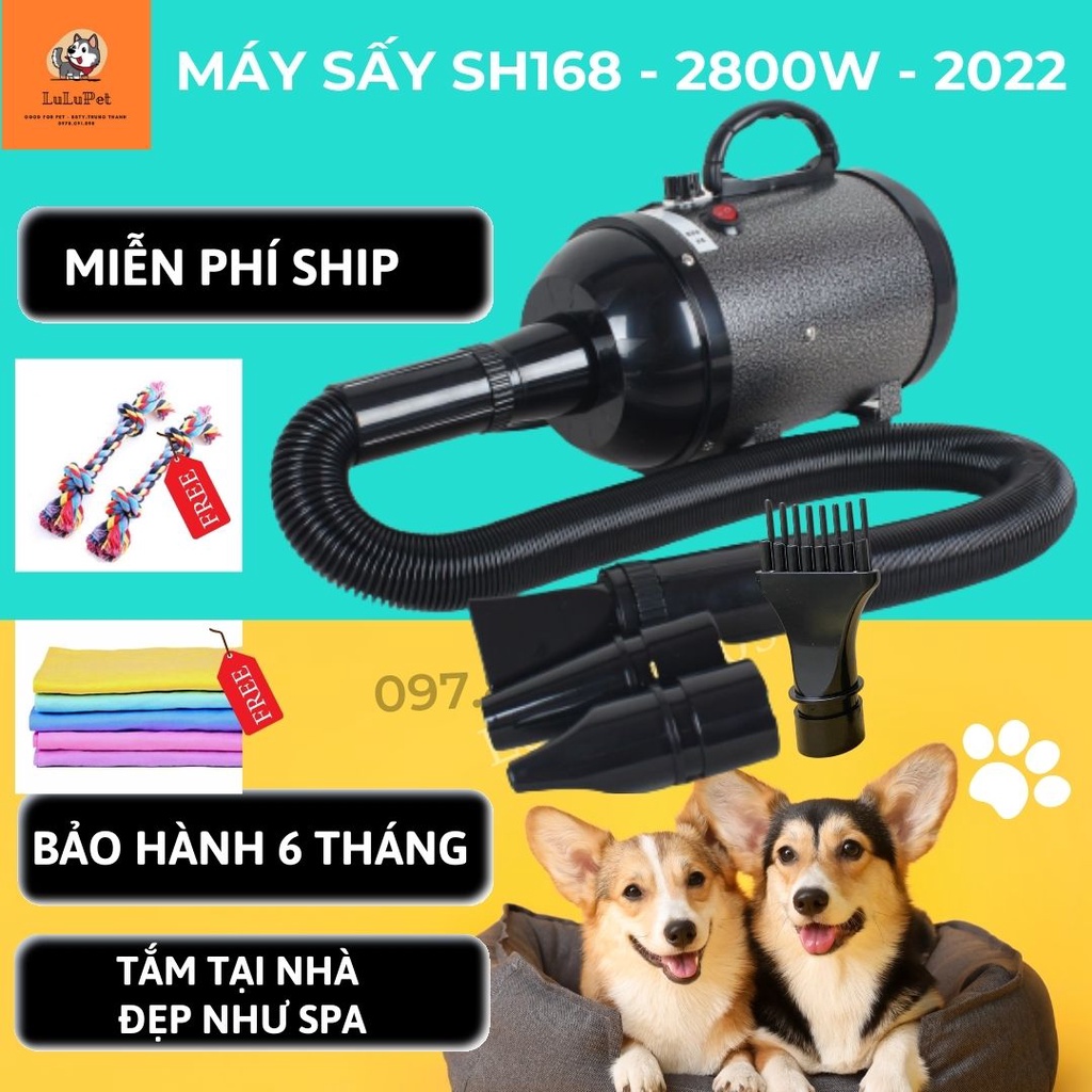 Máy Sấy Lông Chó Mèo Chuyên Dụng, Công Suất Lớn-Tặng Khăn Siêu Thấm &amp; Dây Chơi