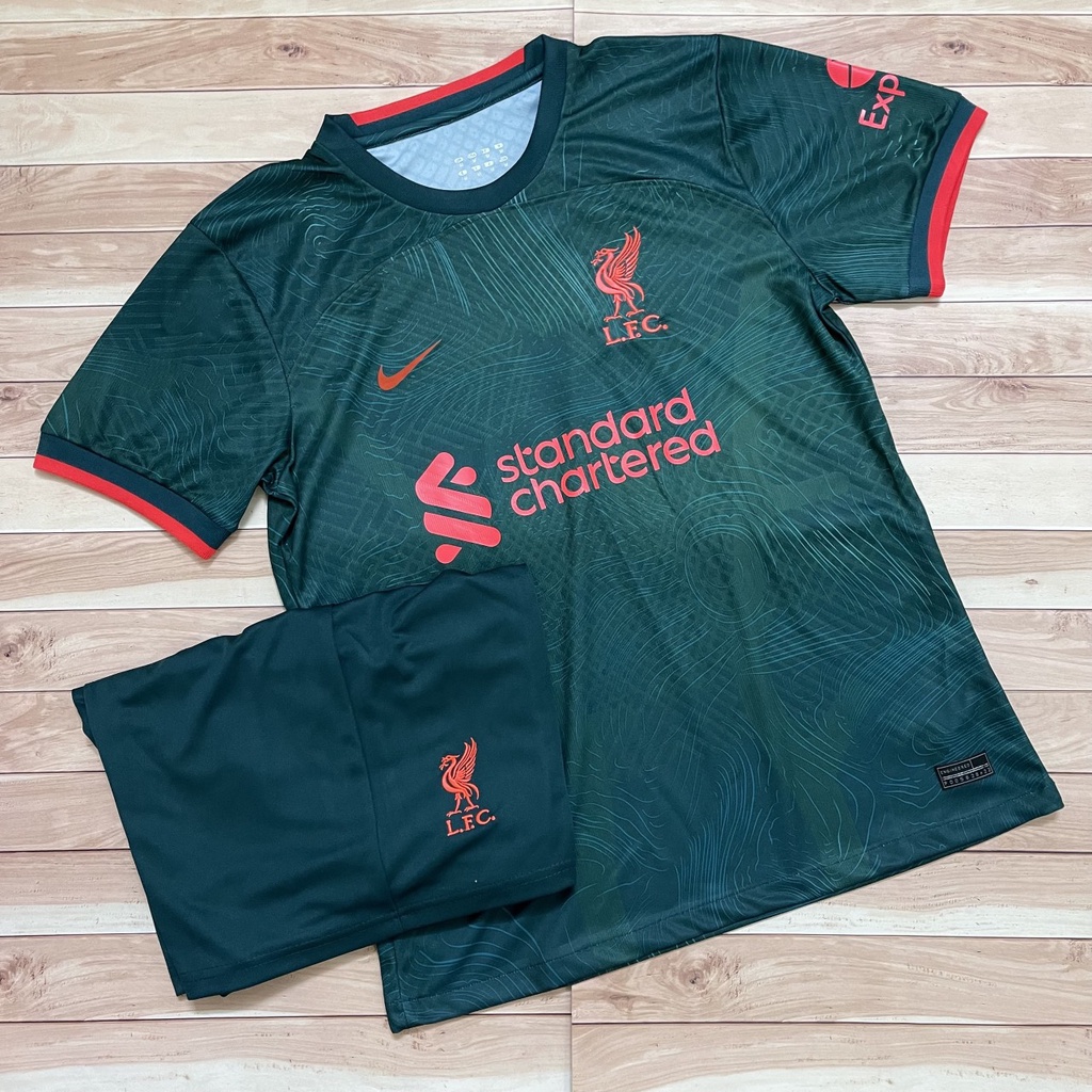 Áo Bóng Đá CLB Liverpool Xanh 22/23 - Chuẩn Mẫu Thi Đấu - Vải Polyester Gai Thái