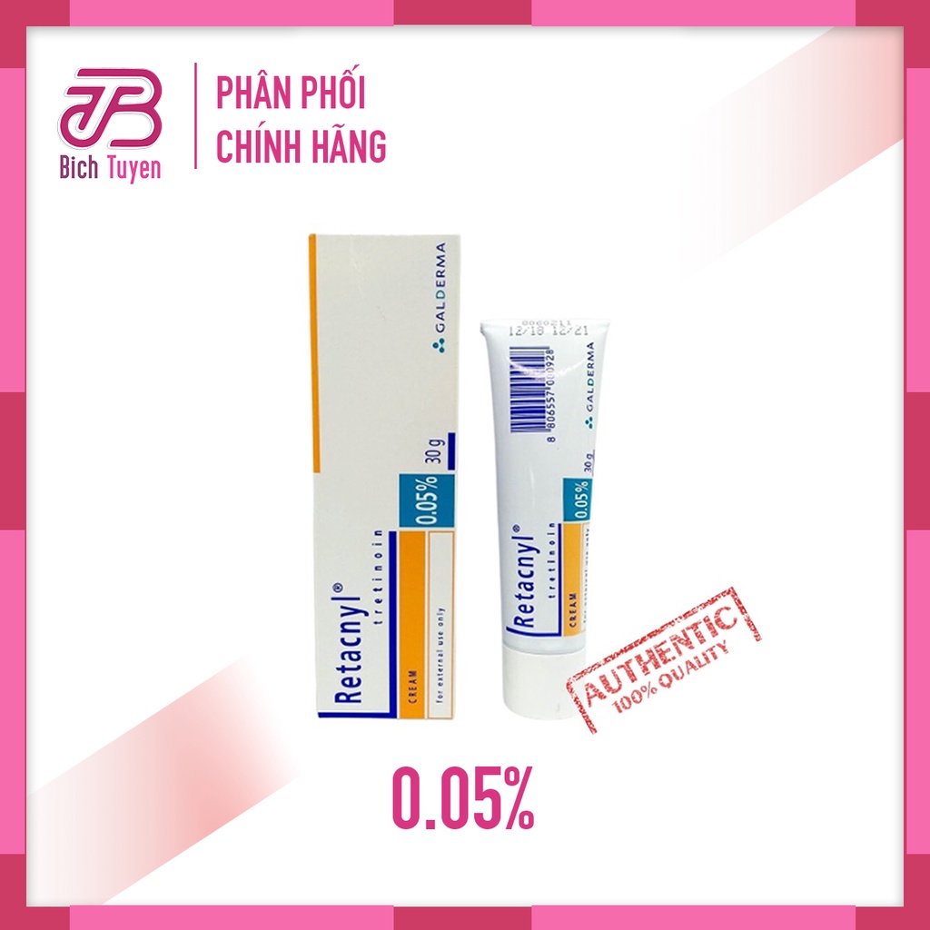 Kem dưỡng giảm mụn Retacnyl 0,05-0,025% - 30g Tretinoin Retacnyl cream  kem giảm mụn Aret BT Cosmetic