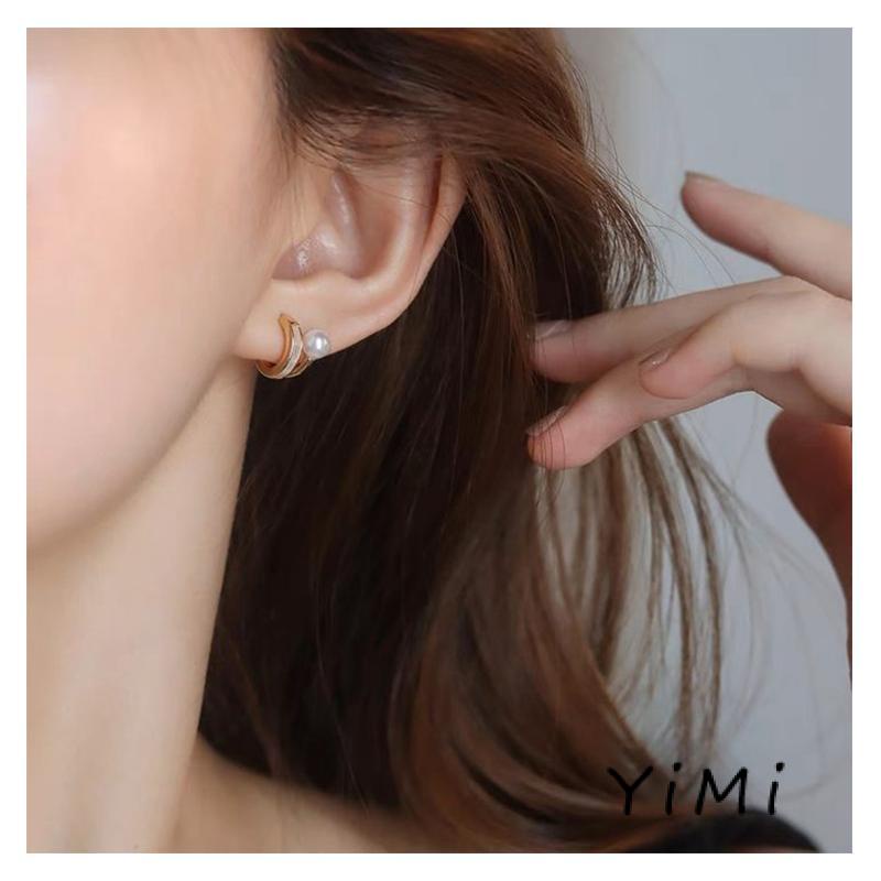 Bông tai mạ bạc 925 đính ngọc trai đơn giản thời trang phong cách Hàn Quốc