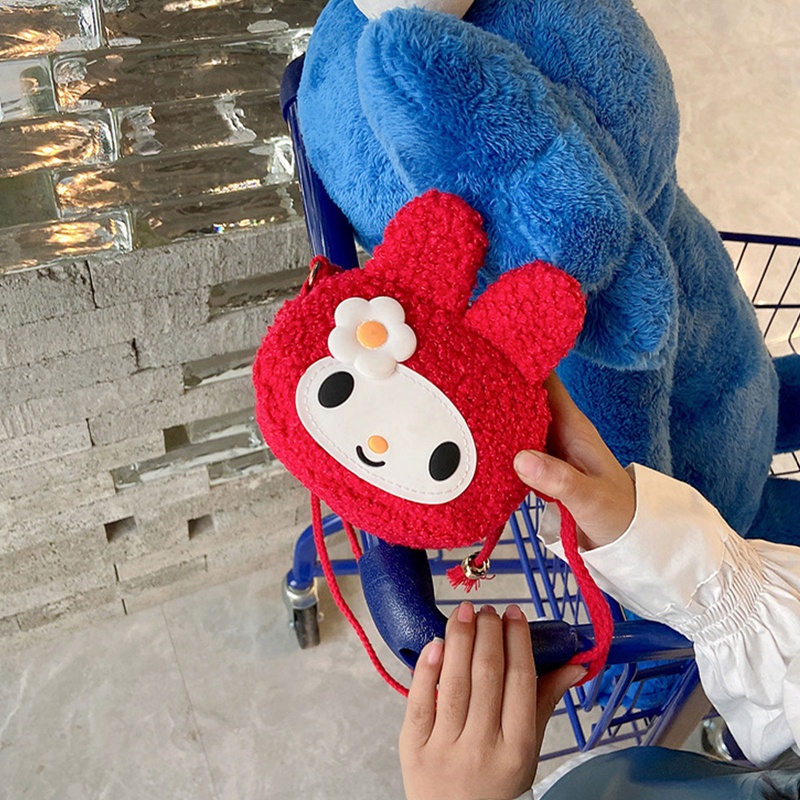 Túi Đeo Chéo Vai Hình Thỏ Bông Mini Họa Tiết Hoa Đáng Yêu Thời Trang Thu Đông Dành Cho Trẻ Em