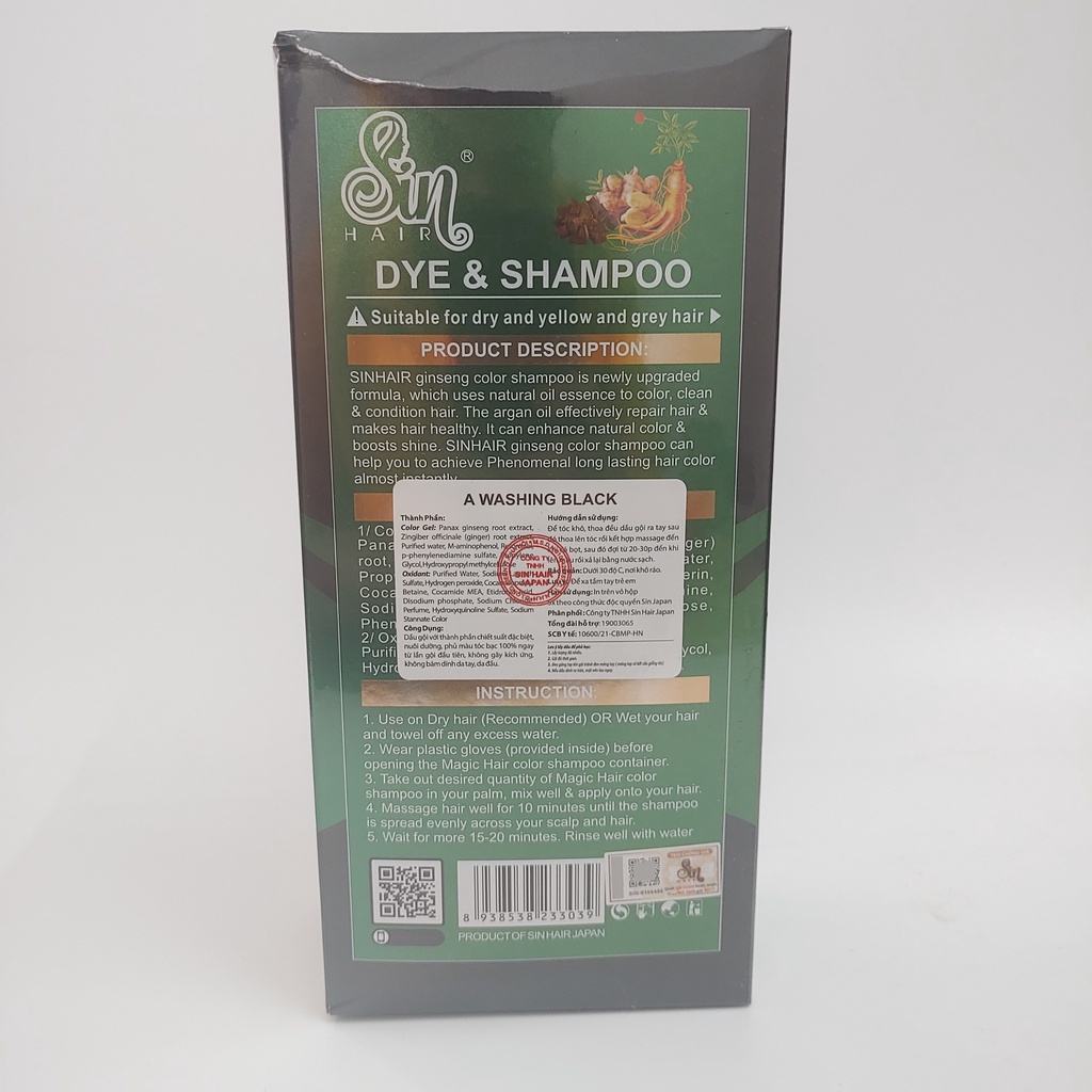 Dầu gội phủ bạc thảo dược Sin Hair chính hãng- Dầu gội đen tóc Sin hair chai 500ml