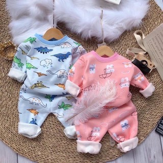 Xả lỗ hàng lẻ Size - Bộ quần áo nỉ bông cho bé/quần áo nỉ bông mùa đông cho trẻ sơ sinh
