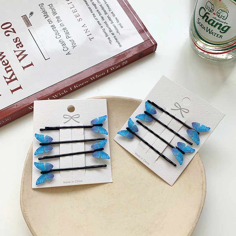 Kẹp Tóc Hình Bướm Màu Xanh Dương Cổ Điển Phong Cách Hàn Quốc Cho Nữ [Kẹp Tóc Phong Cách INS Cơ Bản] [Phụ Nữ Mặc Hàng Ngày]