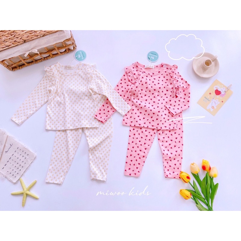Đồ bộ dài tay bé gái cotton bozip ❤️ freeship ❤️ đồ ngủ bé gái dễ thương in hoa mèo bướm trái cây