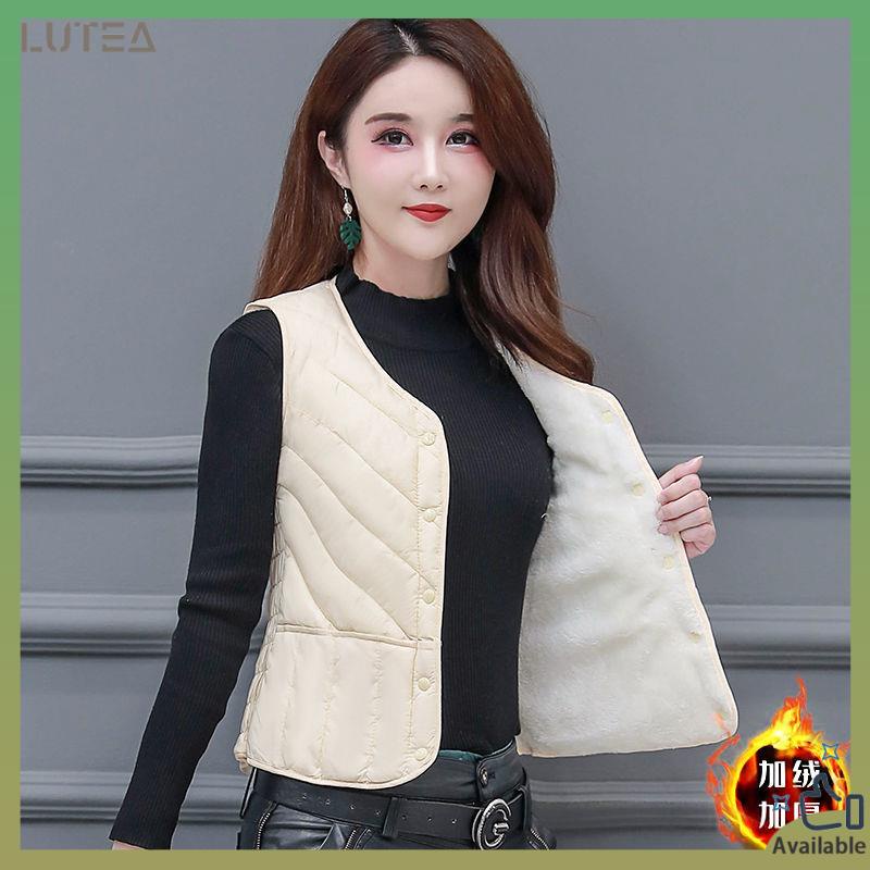 Ophao gile N Áo Vest Cotton Lông Cừu Dày Dặn Giữ Ấm Ngắn Phong Cách Hàn Quốc Thời Trang Thu Đông Dành Cho Nữ