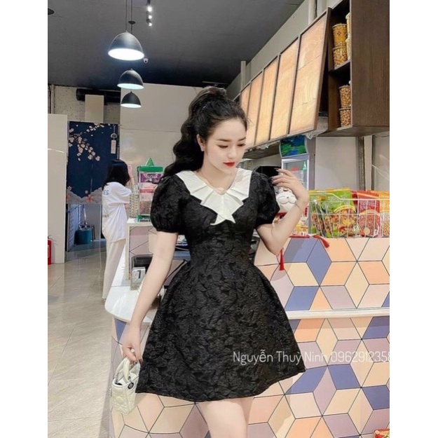 Váy tiểu thư cực xinh nhé mn . Váy tay bồng , cổ lá phối cực xinh tùng xoè cực rộng