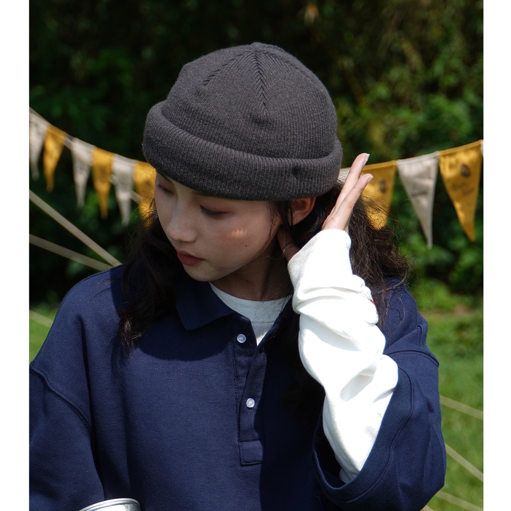 Mũ Len Hip hop Màu Trơn Thời Trang Đường Phố Nhật Bản Cho Nam Và Nữ