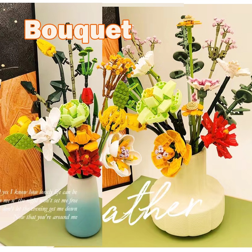 Bộ Đồ Chơi Lắp Ráp Lego Hình Bó Hoa Hồng Sáng Tạo DIY