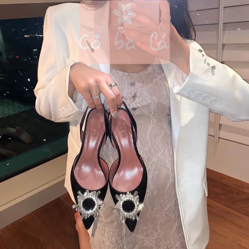 CAO GÓT COBALA SHOES - GIÀY NỮ MŨI NHỌN TAG ĐÁ - SANDAL BÍT MŨI QUAI HÂU 9 PHÂN - CAO GÓT THỜI TRANG 9CM - G22092100