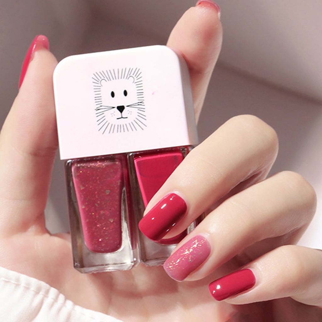 Bộ 2 Lọ Sơn Móng Tay 6ml x 2 Trong 1 Bằng Nhựa Resin Khô Nhanh Chống Nước Làm Đẹp