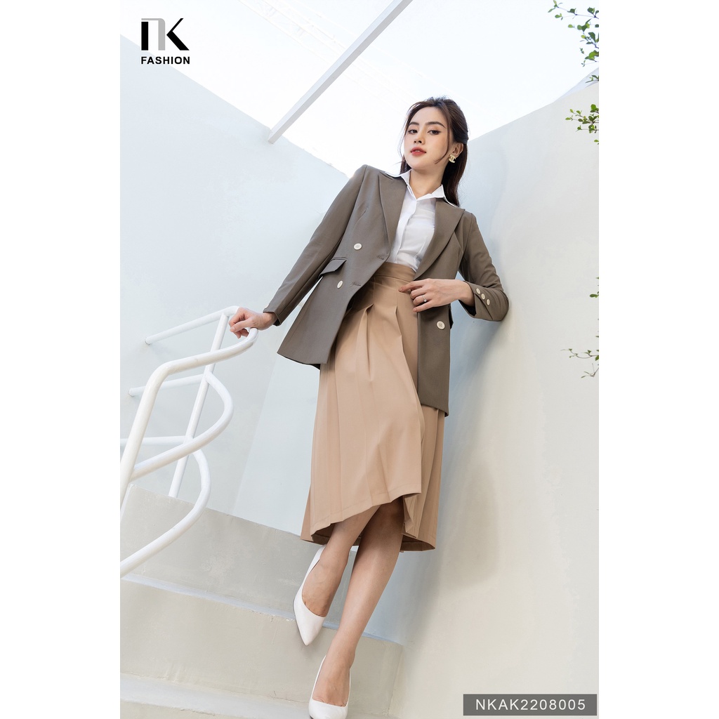 Áo Vest Nữ NK Fashion Vải Hàn 2 Lớp Cao Cấp Dày Dặn Dáng Suông Có 4 Cúc Bọc Lịch Sự Hiện Đại NKAK2208005
