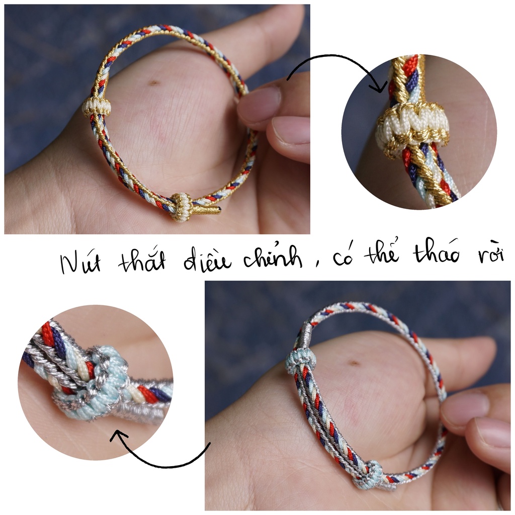 Vòng tay may mắn handmade tết 5 màu dây