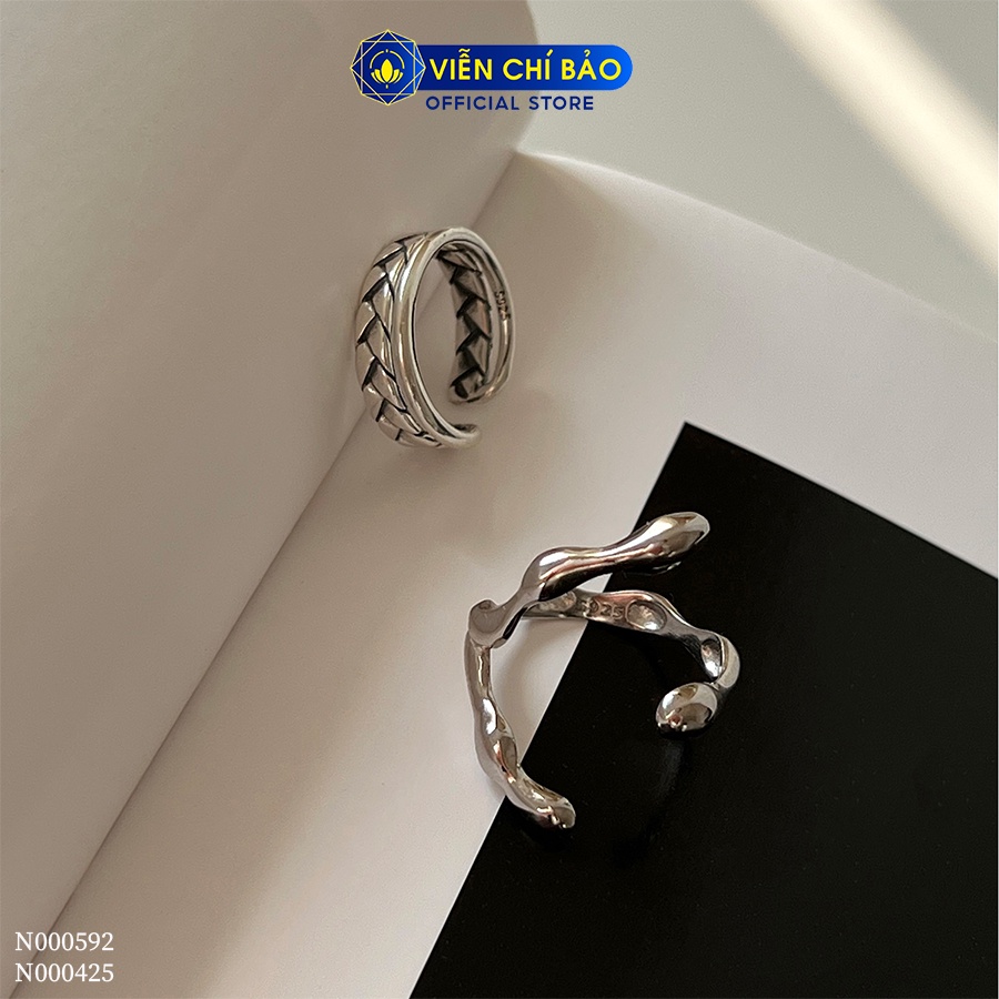 Nhẫn chữ C cách điệu chất liệu bạc Thái 925 thời trang phụ kiện trang sức nữ Viễn Chí Bảo N000592