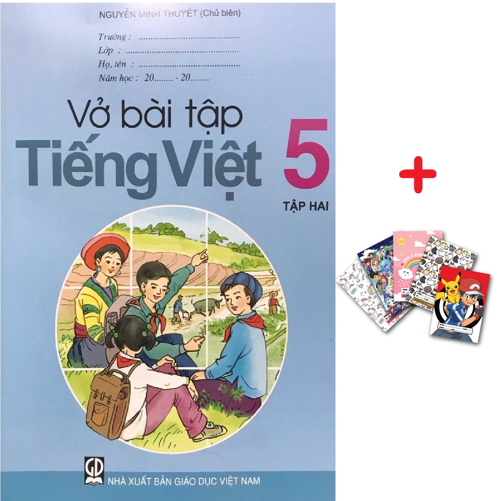 Sách - Vở bài tập Tiếng Việt Lớp 5 Tập 2 Kèm 5 cuốn vở ô ly 48 trang 100mgs