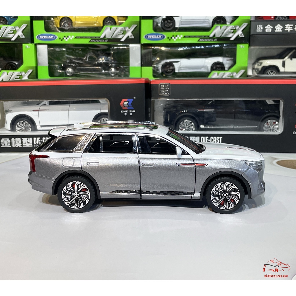 Mô hình xe ô tô hợp kim Hongqi E-HS9 tỉ lệ 1:24 đánh lái,bấm còi hãng Chezhi 3 màu