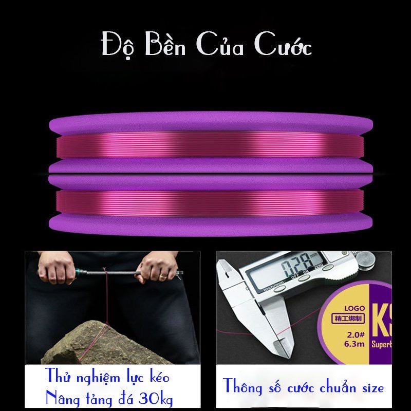 Trục Câu Đài Săn Hàng Buộc Sẵn K9 Cao Cấp Dây Cước Tàng Hình Siêu Bền Tải Cá Khủng