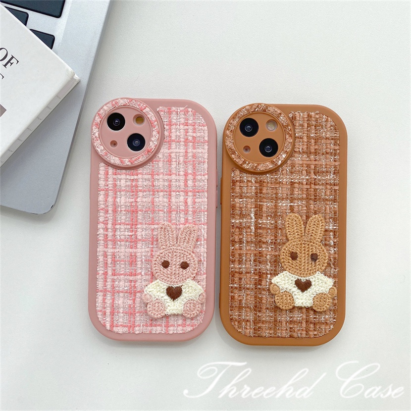 Ốp Điện Thoại Họa Tiết Thỏ Bông Màu Hồng / Nâu Dành Cho iPhone 14 13 12 11 Pro Max SE2020