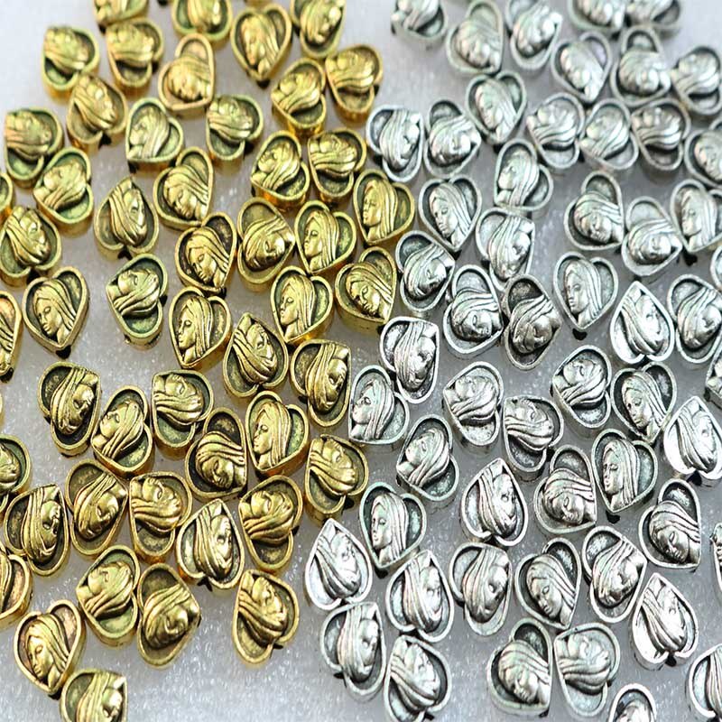 Bộ 50 Công Giáo Trái Tim Rỗng Hạt Mẹ Thiên Chúa Vòng Tay Mặt Dây Chuyền Thủ Công Mẹ Thiên Chúa, Huy Chương Công Giáo Mặt Dây Chuyền