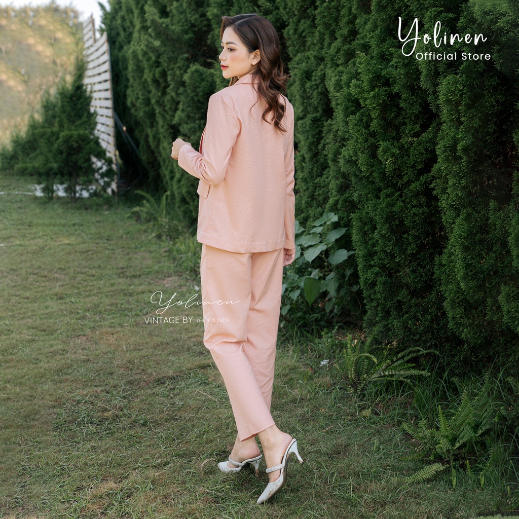 Bộ vest blazer nữ dáng suông nhẹ YOLINEN thiết kế trẻ trung thời trang mùa thu đông cho nữ | BigBuy360 - bigbuy360.vn