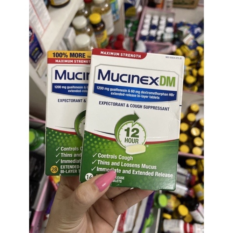 mucinex 14-28 viên giảm ho ,long đườm, đau họng tức ngực