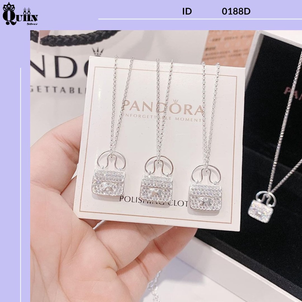Dây chuyền/Vòng cổ bạc ta, bạc S925 Quiin - Mặt hình túi xách dành cho nữ 0188D
