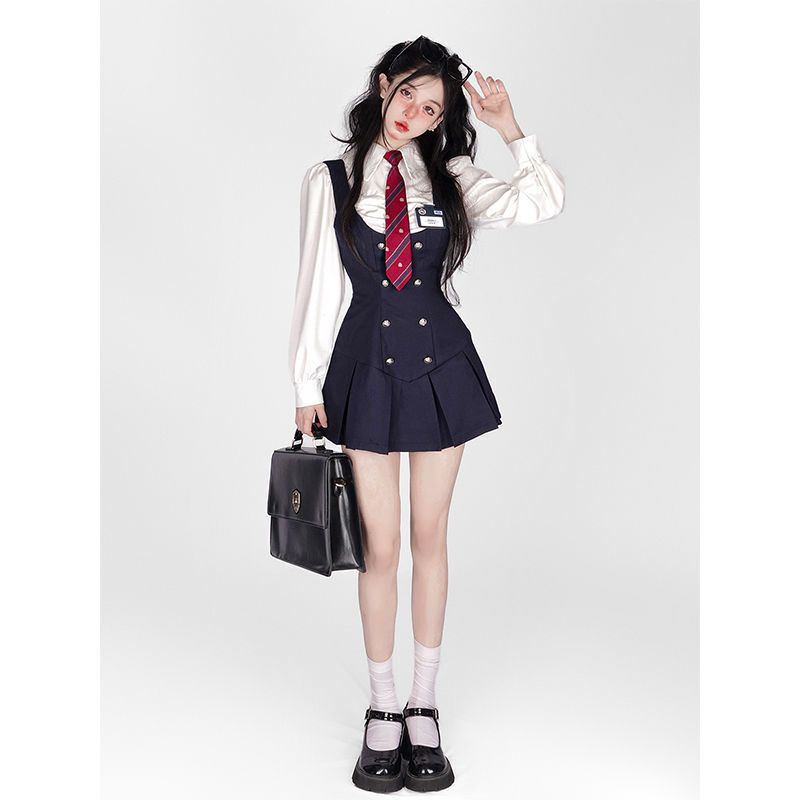 Set of Long Sleeve Waist Shirts + School Uniform Skirts