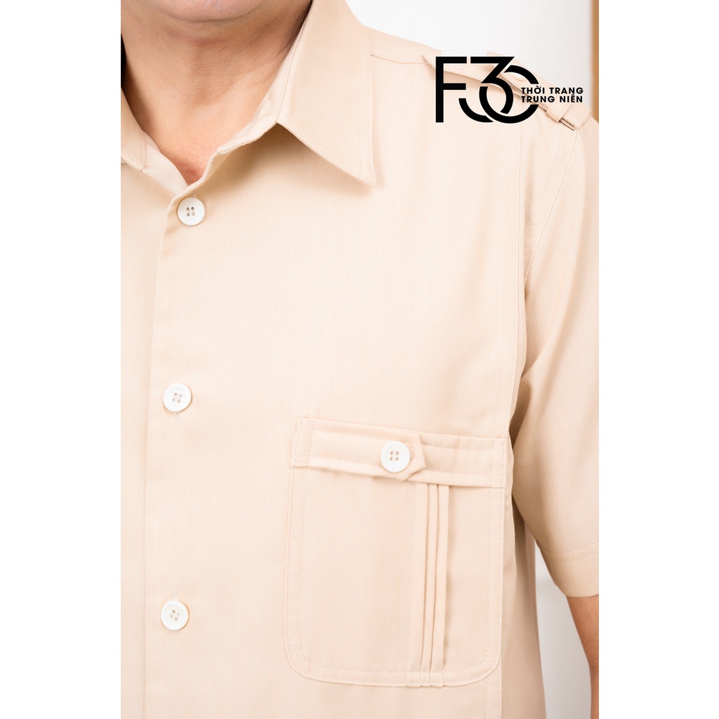 Áo ký giả trung niên thời trang F30 màu Be, chất Tuytsi Linen cao cấp, thời trang quý ông