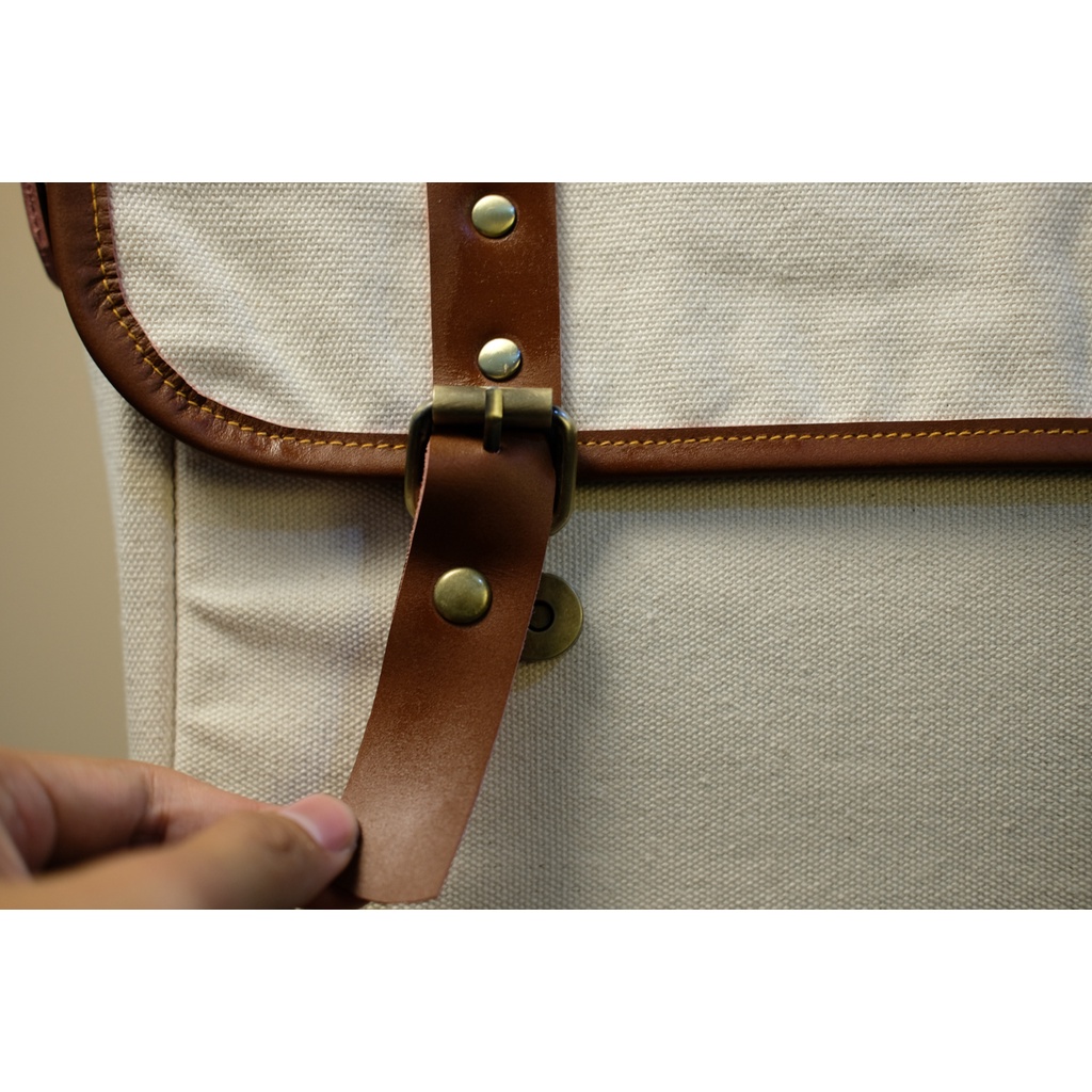 Túi Messenger Signature - túi công sở da bò phối canvas cotton cao cấp