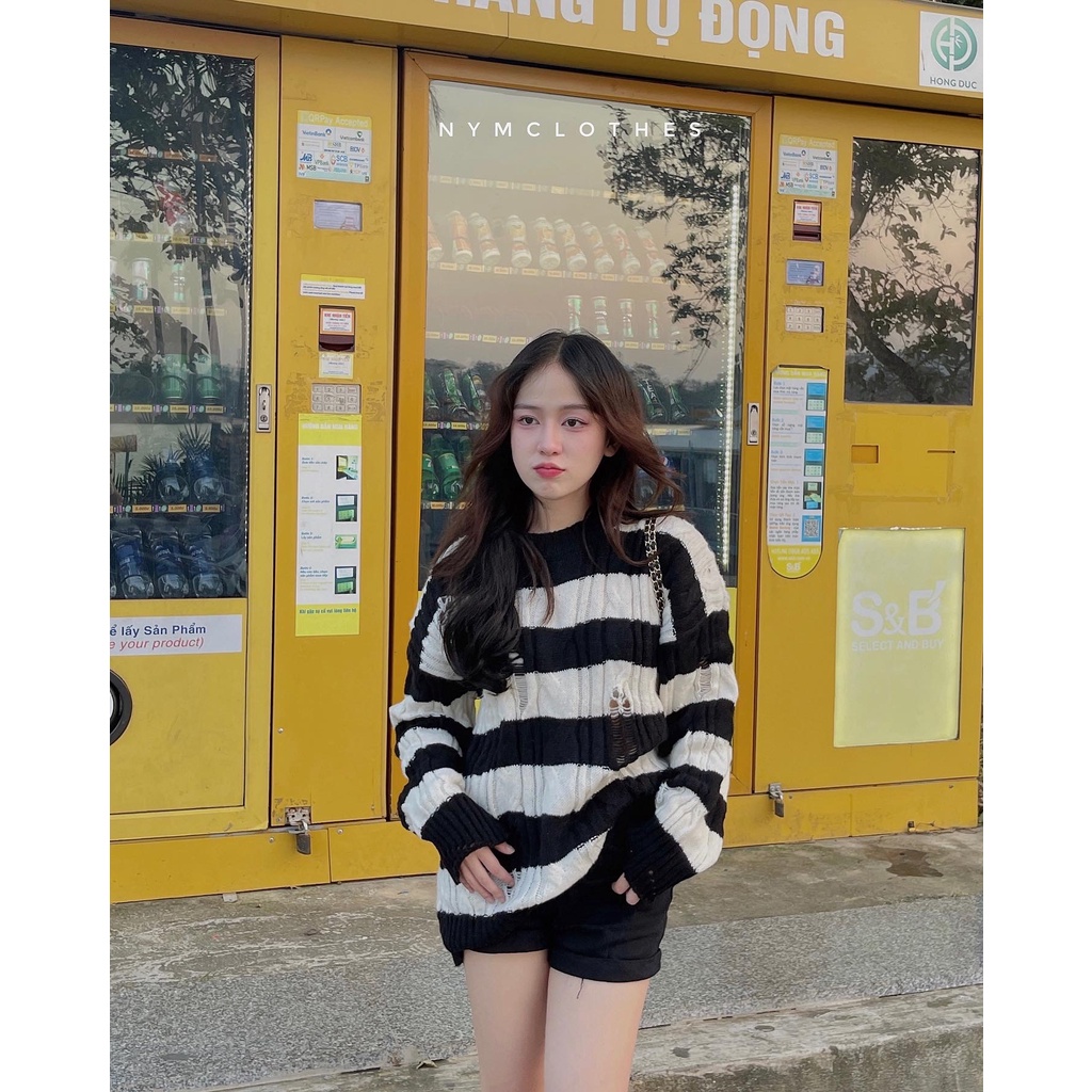 ✿ ÁO SWEATER LEN SỌC ĐEN TRẮNG ✿
