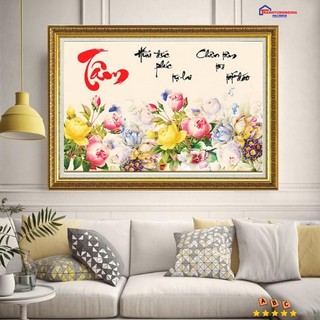 Tranh đính đá chữ tâm 75cm x 50cm