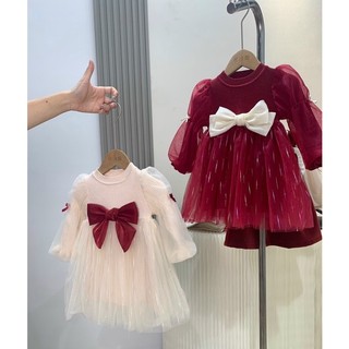 Váy len công chúa nơ đỏ hàng QCCC cho bé