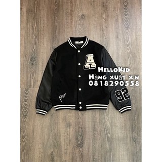 Áo khoác bomber chữ A tay pha da
