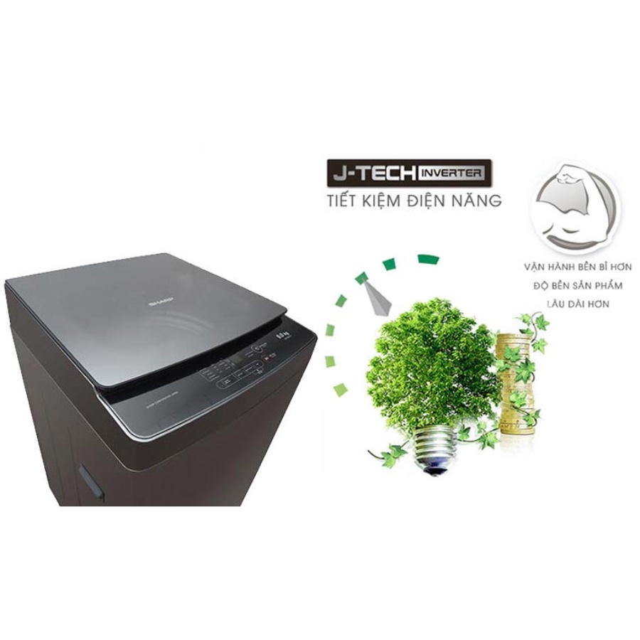 Máy giặt Sharp ES-Y75HV-S | Y85HV-S | Y90HV-S | Y100HV-S - Máy giặt cửa trên lồng đứng thông minh - MIỄN PHÍ LẮP ĐẶT