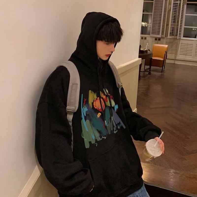 Áo Hoodie Dáng Rộng Thời Trang Mùa Thu Phong Cách Retro Cho Nam Giới Có Size M-5XL