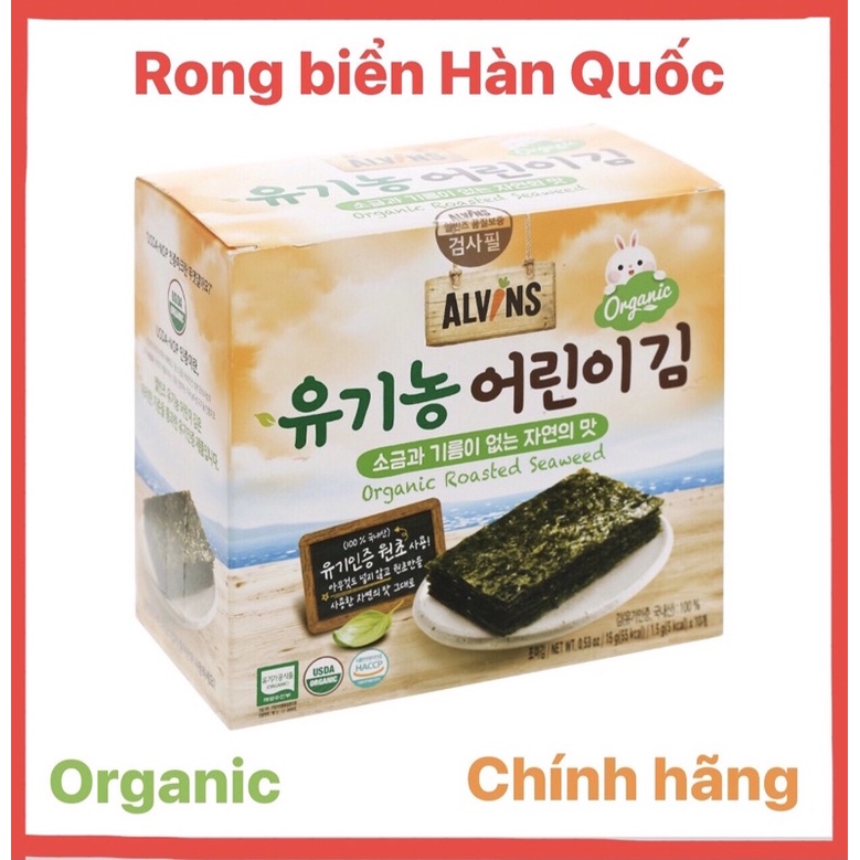 Rong biển Organic Alvins Hàn Quốc - Bổ sung dinh dưỡng cho bé, hàng chính hãng date xa