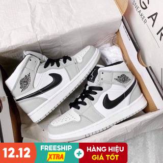 Giày thể thao Jordan 1 xám cao cổ, Giày sneaker Jodan cao cổ xám đen smoke grey nam nữ cao cấp