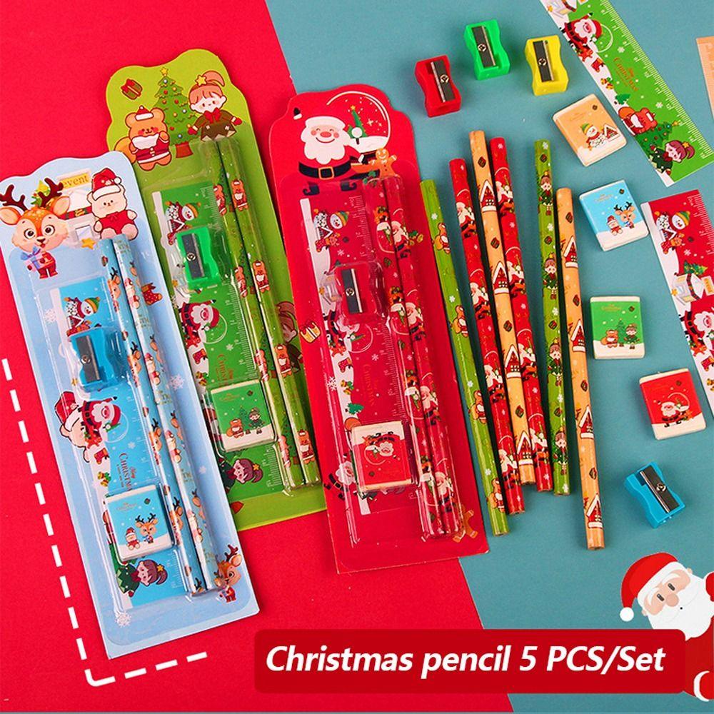 PEWANY Set 5 Thước Gỗ Họa Tiết Giáng Sinh Đáng Yêu