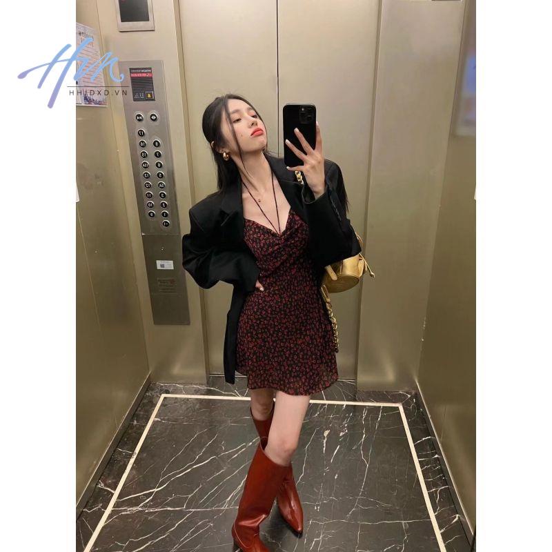 Đầm Hoa Ngắn Hai Dây Dáng Dài Thời Trang Mùa Hè 2022 Mới Cho Nữ