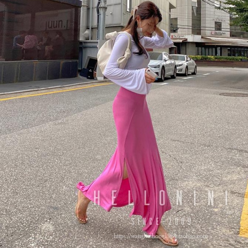 Chân váy đuôi cá xòe dáng maxi dài 102 cm chất vải thun mịn co giãn mỏng nhẹ free size