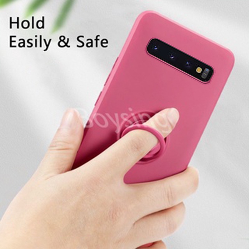 Ốp Điện Thoại Silicone Lỏng Chống Sốc Có Vòng Nhẫn Cho Samsung S8 S9 S10 Plus S10E