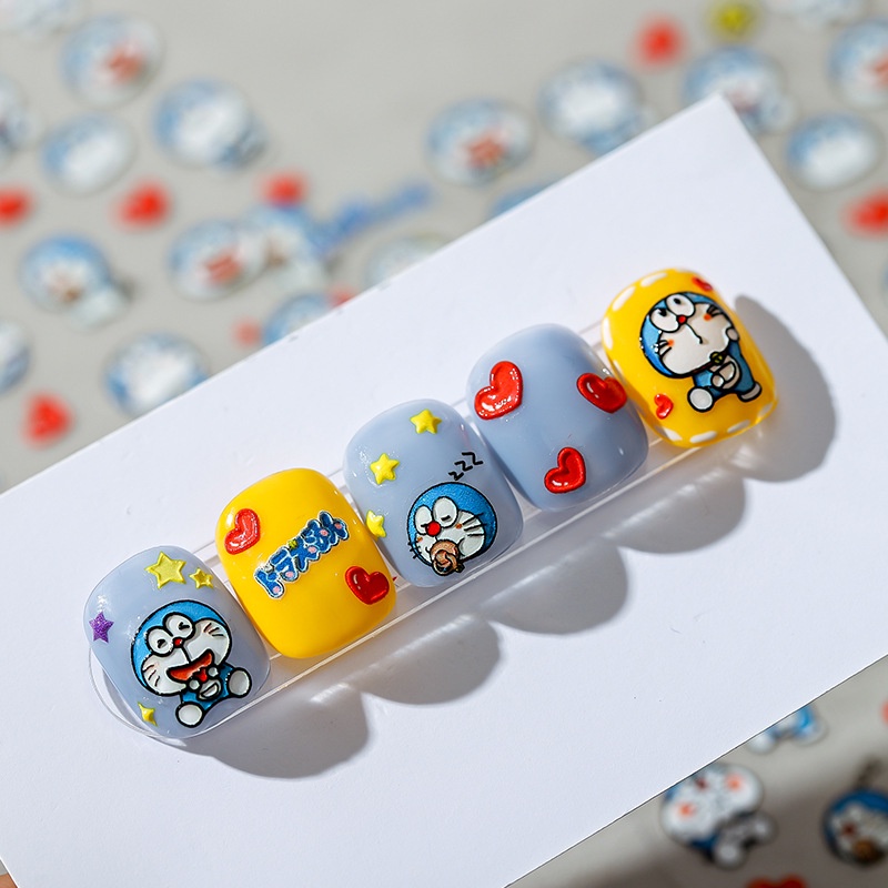 Miếng Dán Móng Tay 5D Hình Doraemon Chống Thấm Nước