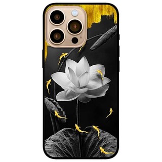 Ốp lưng dành cho iPhone 13 Pro Max - iPhone 14 - 14 Plus - 14 Pro - 14 Pro Max - iPhone Khác mẫu Sen Trắng Và Đàn Koi