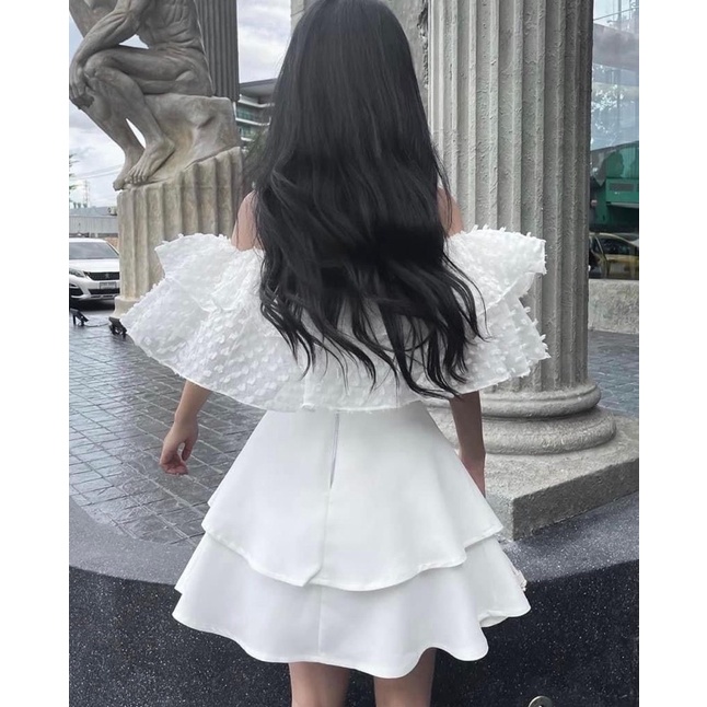 DII COLLECTION - Bộ sản phẩm thiết kế trễ vai thắt belt không kèm nơ đá