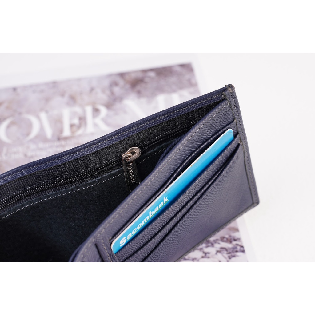 Ví Nam Da Bò Vân Saffiano Cao Cấp Bền Đẹp Chống Nước Chống Xước  Full hộp